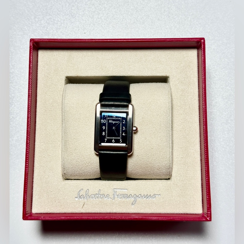 Salvatore Ferragamo Portrait Black Leather Watch